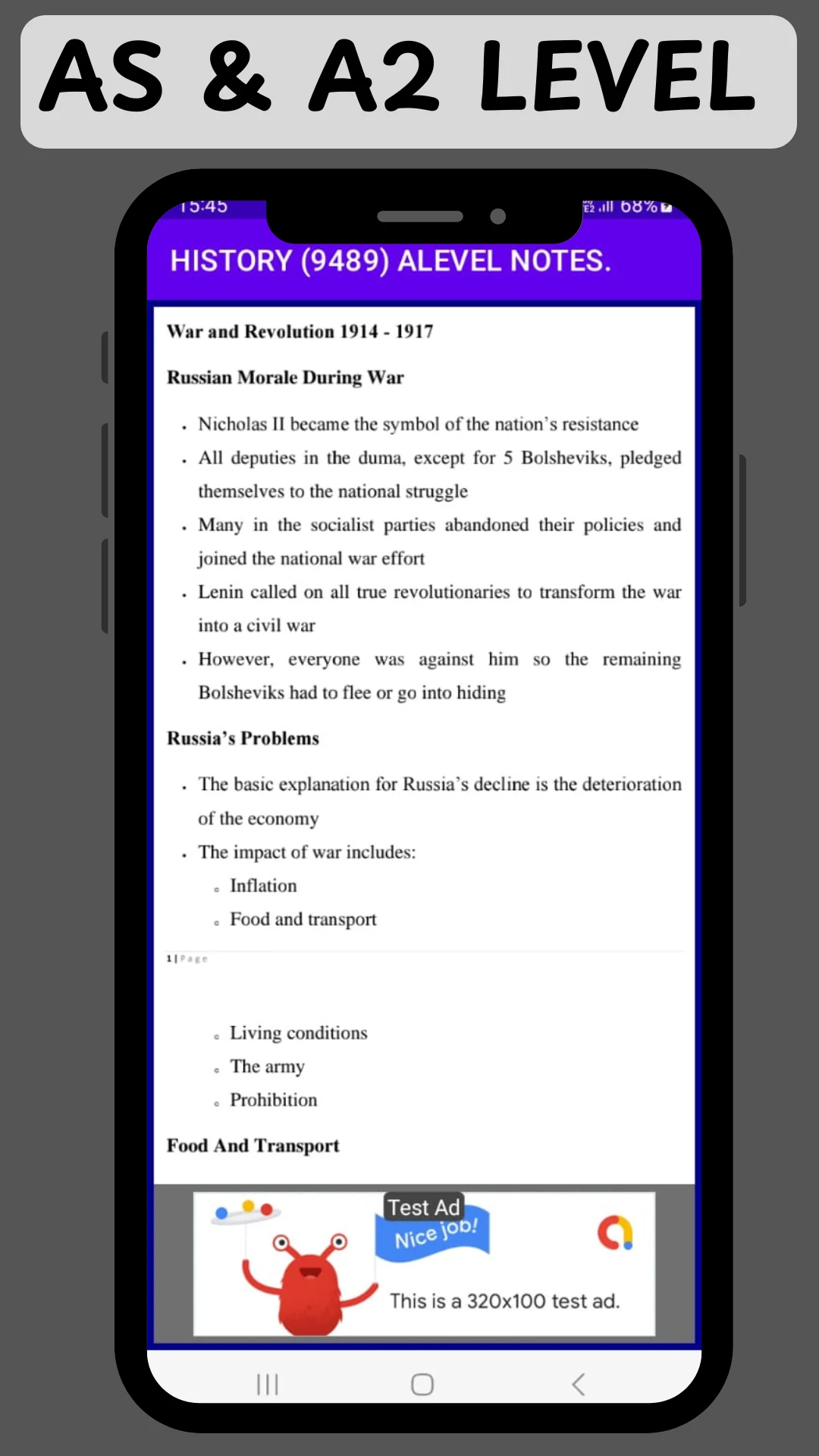 Alevel History (9489) Notes screenshot
