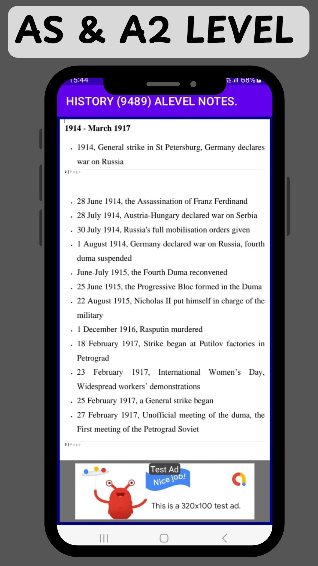 Alevel History (9489) Notes screenshot